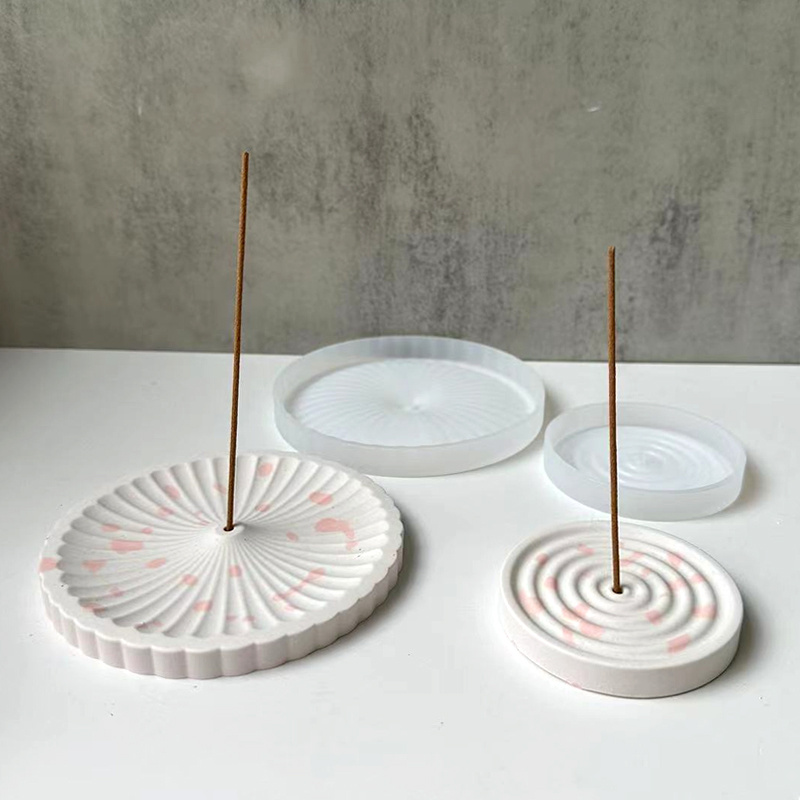 Incense Holder - 1つのシリコン製お香立て型、DIY円形模様のお香立て、セメント石膏型、家の装飾用の手工芸品