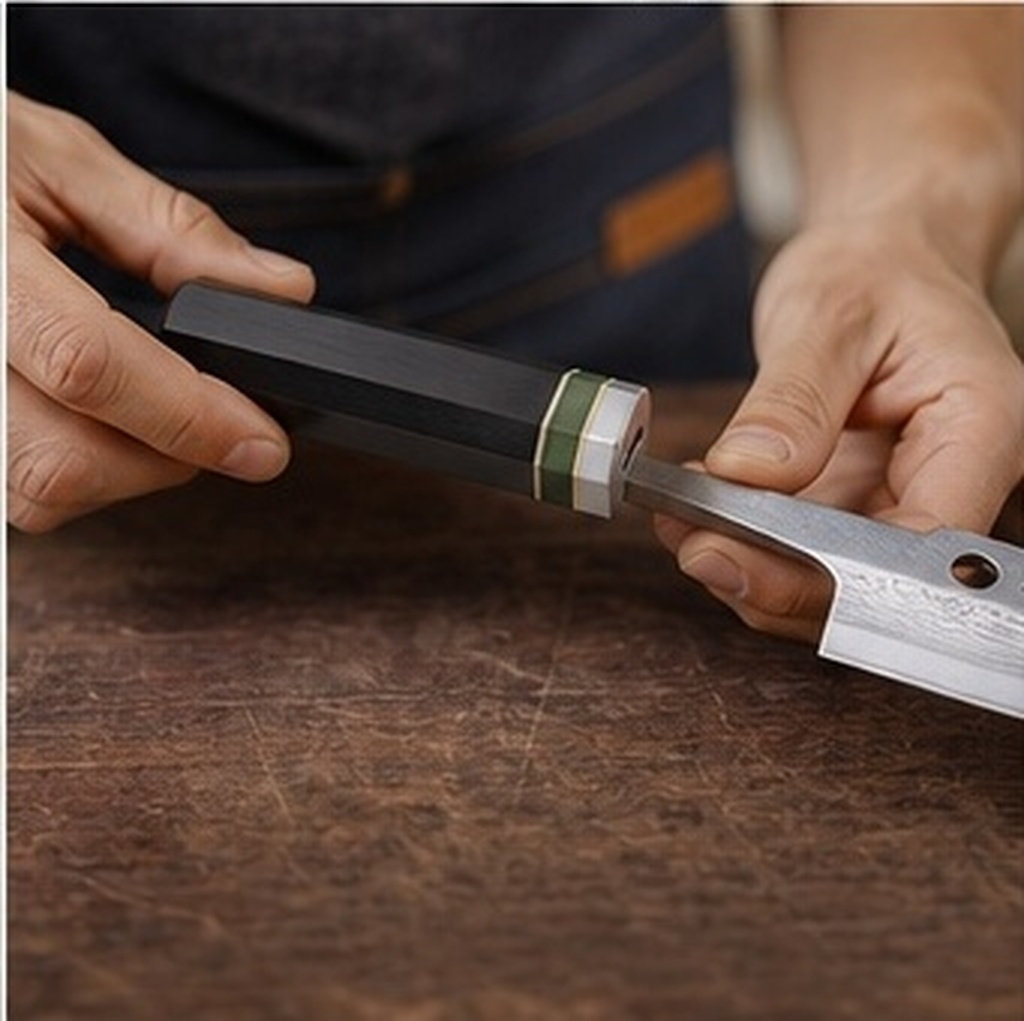 Japanese Knife - 八角形の黒檀製キッチンナイフハンドル。日本の和柄で、シェフナイフ、牛刀、三徳包丁、菜切り包丁、刺身包丁のグリップとして使用可能。