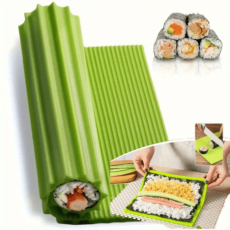 Sushi Making Kit - 1個入り高品質シリコン寿司マット - 使いやすい携帯用、海苔巻きに最適、RV旅行の必需品