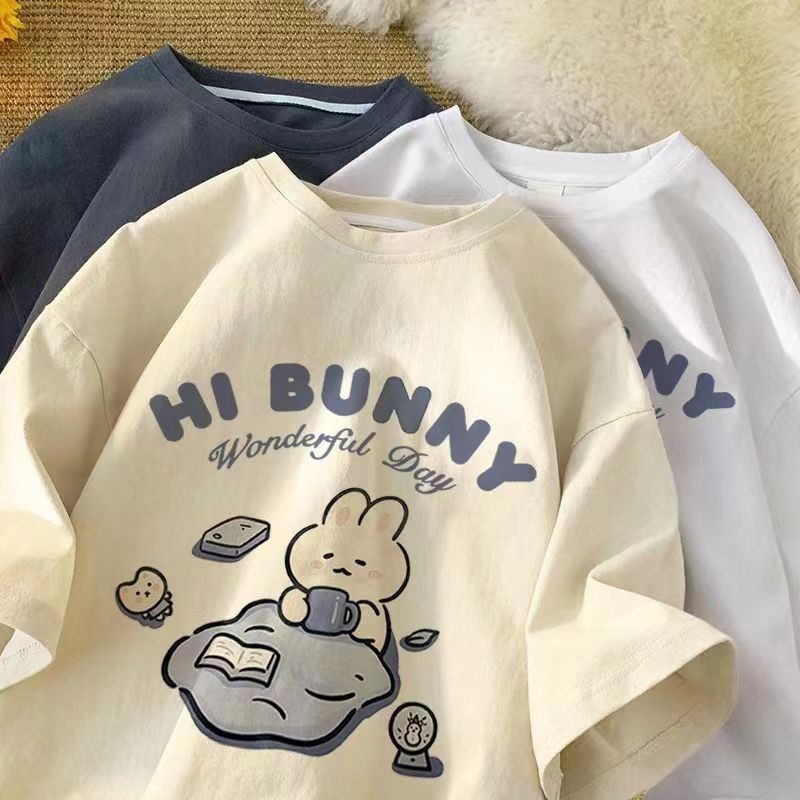 夏日本のかわいいお茶を飲むウサギプリント半袖Tシャツレディー - Japanese Tea のレビューと価格
