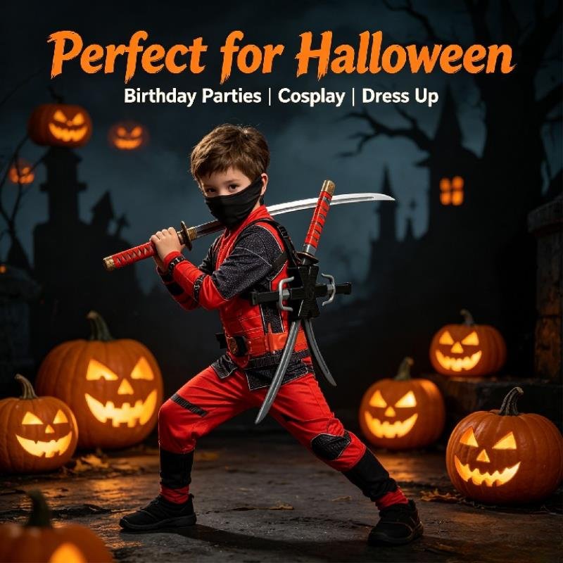 ハロウィン1:1忍者セット 子供用日本武士コスプレおもちゃ  - Japanese Knife のレビューと価格