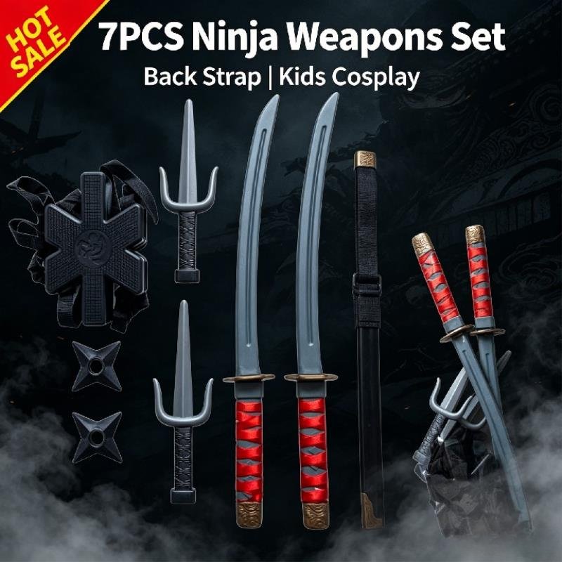 ハロウィン1:1忍者セット 子供用日本武士コスプレおもちゃ  - Japanese Knife のレビューと価格